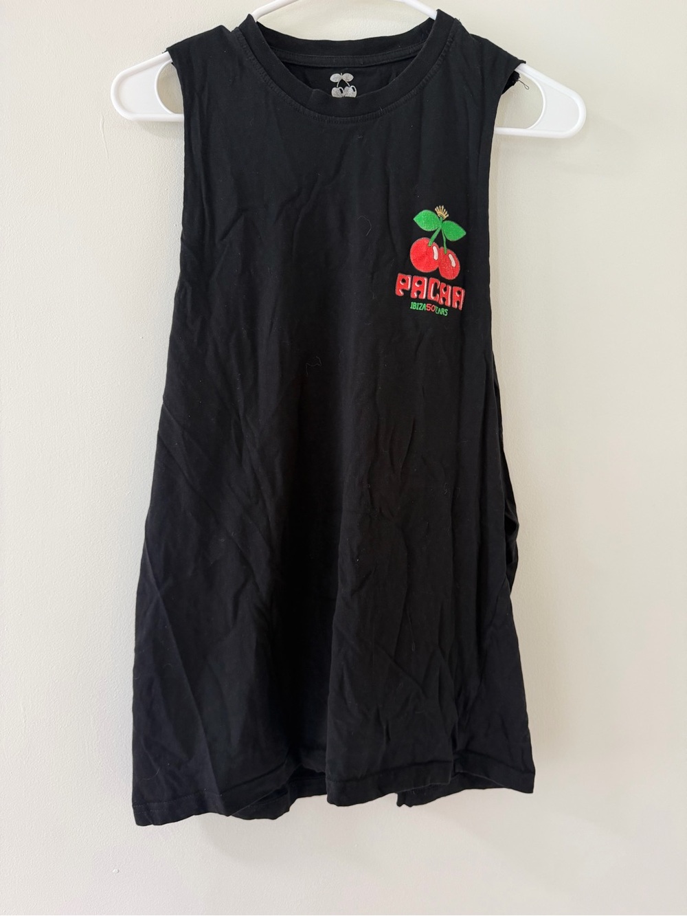 Black Tank Top with Cherry Graphic - Unbranded